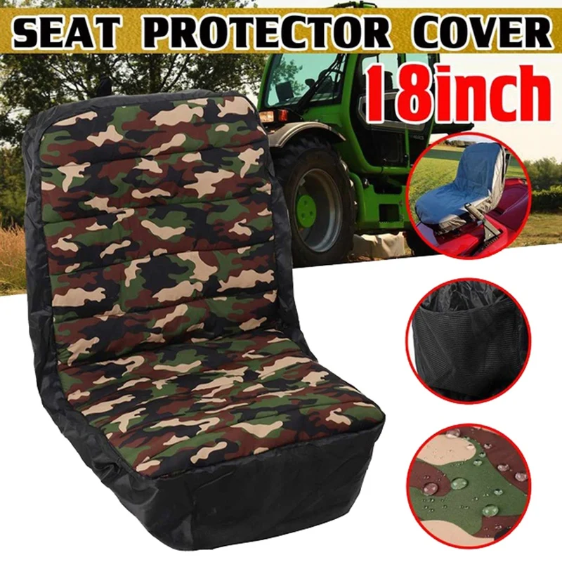 18Inch Mower Seat Cover Protector Lawn Riding Outdoor Backrest Seat Cushion Cover for Heavy Tractor Mower Camouflage