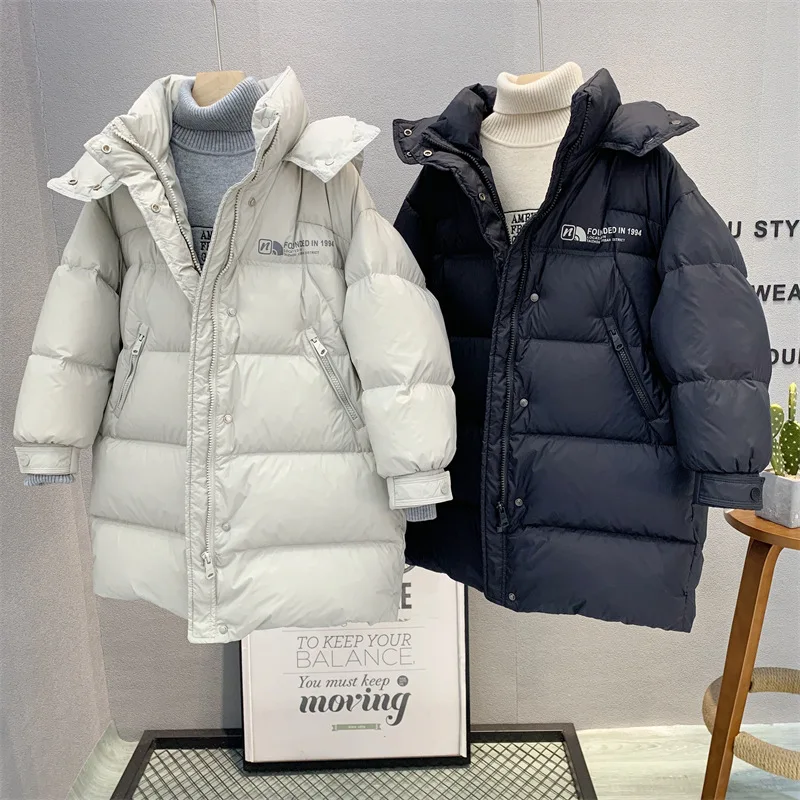 Winter Children Girls Parkas Hooded Thicken Warm Padded Toddler Kids Girls Outerwear Coat Letter Printed 4-14Yrs Girls Jackets