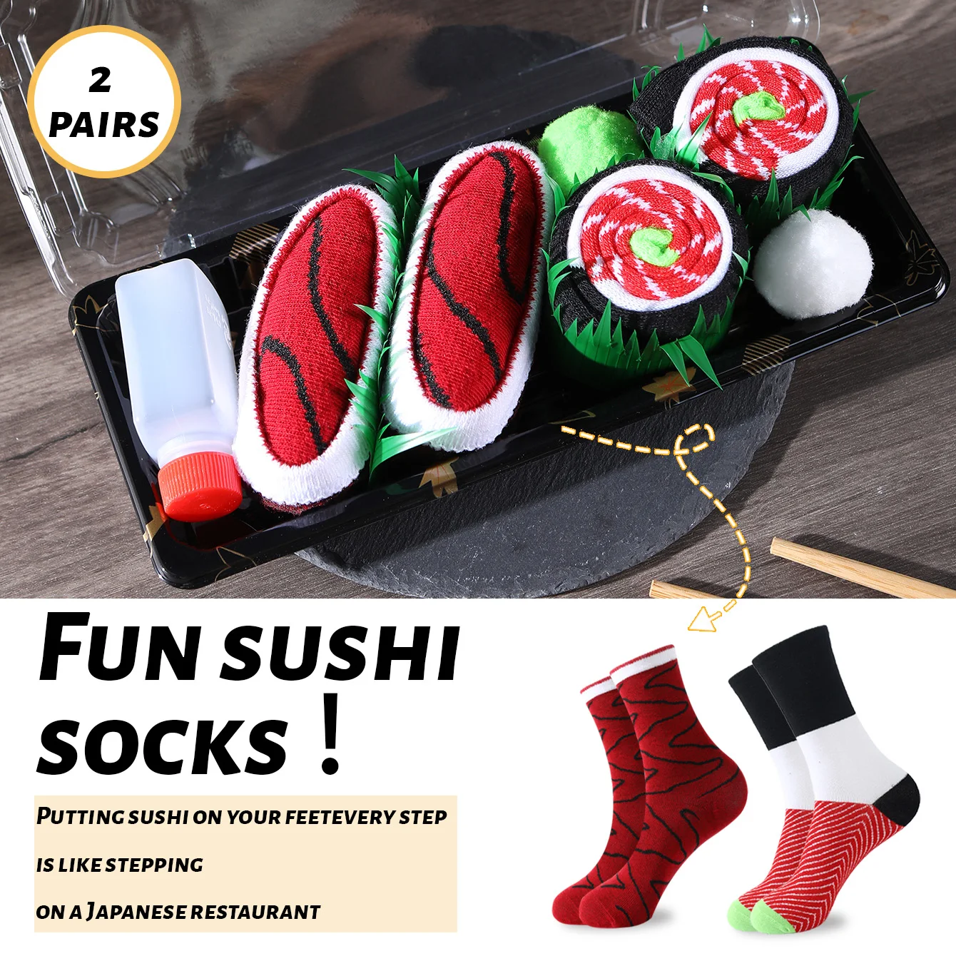 2 pairs of unisex mid-calf socks in a novelty and interesting salmon-themed gift box, creative socks with a fashionable and trendy style, comfortable and breathable, suitable for parties, casual wear, Valentine's Day,