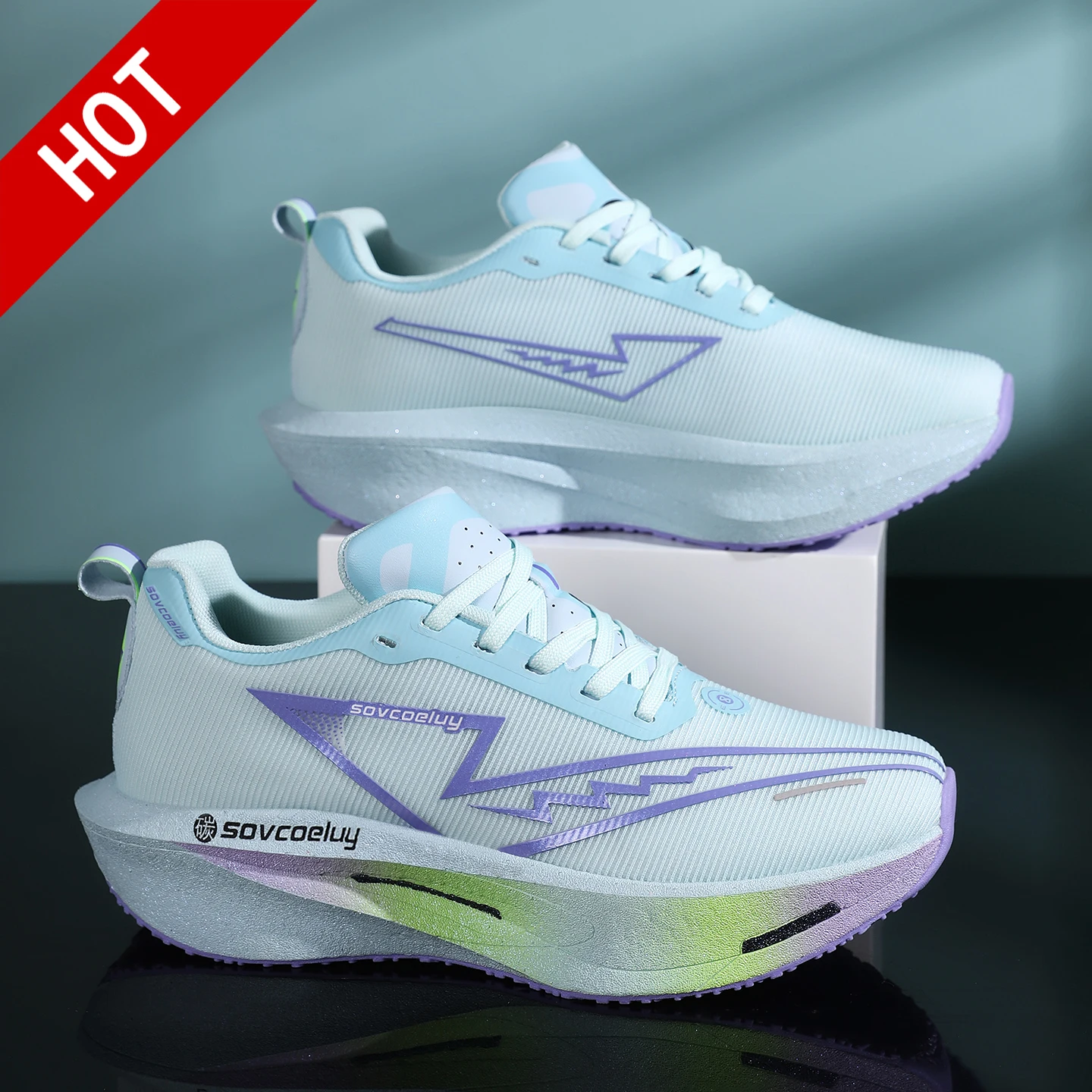 Men Women Carbon Plate Marathon Running Shoes Outdoor Casual Lightweight Breathable Non Slip Sneakers