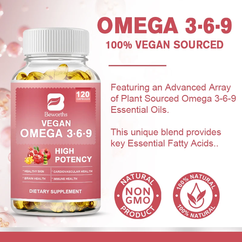 BEWORTHS Vegan Omega 3-6-9 Capsule Olive & Flax & Borage Oils Skin,Immune For Men and Women Healthy Food