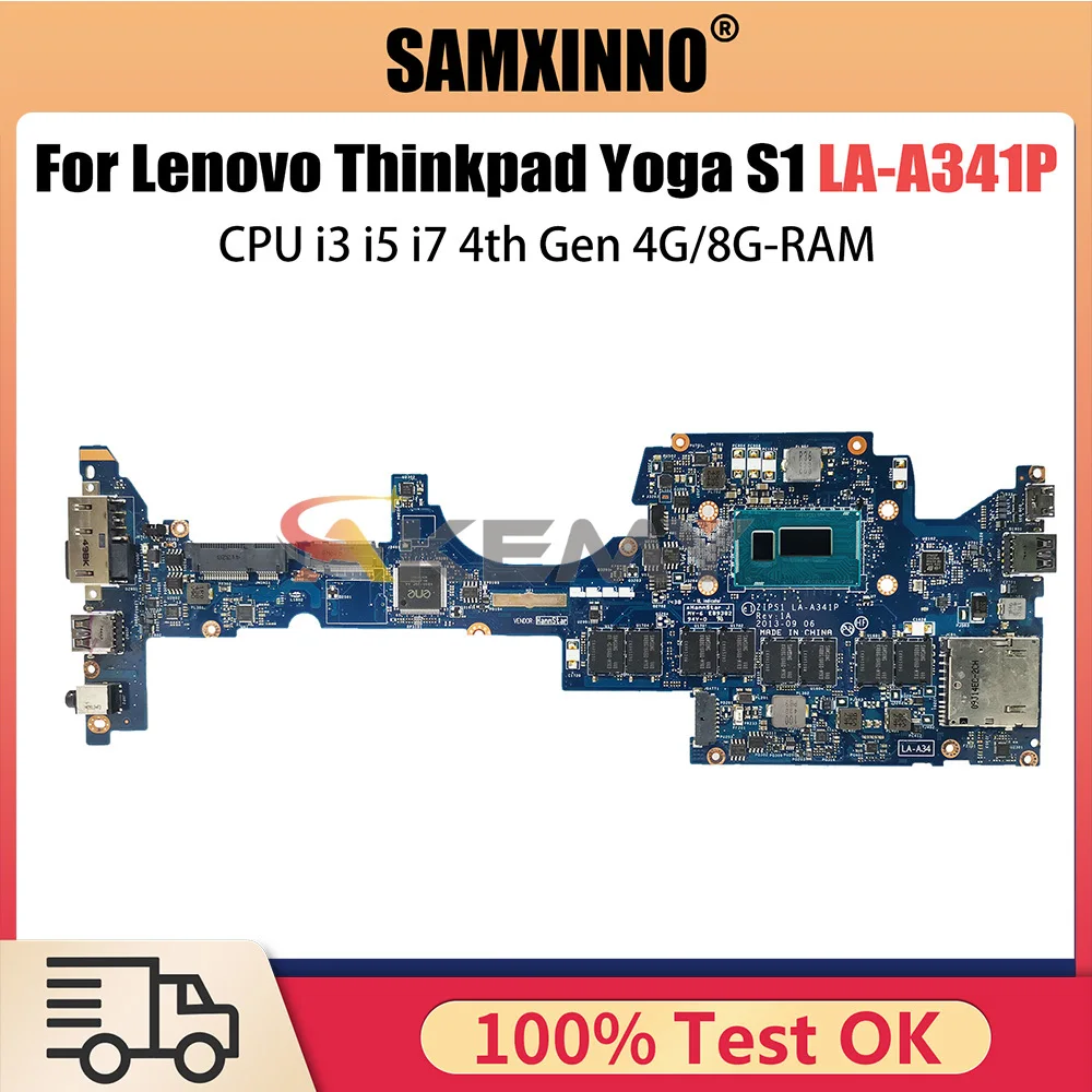 ZIPS1 LA-A341P Mainboard For Lenovo Thinkpad Yoga S1 Laptop Motherboard With CPU i3 i5 i7 4th Gen 4GB 8GB RAM 00HW078 00HT164