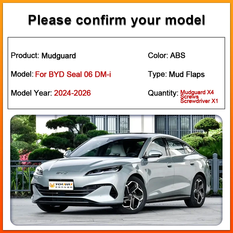 سيارة الخبز الطلاء درابزين ل BYD الختم 06 DM-i 2024 2025 2026 الجبهة الخلفية الطين اللوحات واقيات الطين سبلاش اللوحات أدوات السيارات اكسسوارات #2