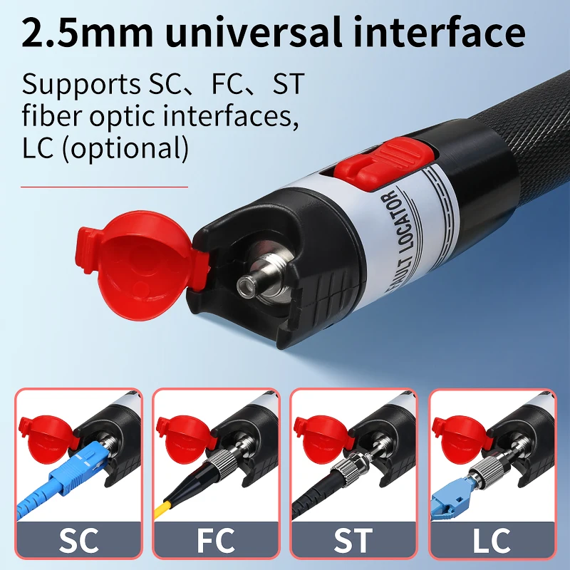 Rechargeable Visual Fault Locator 15MW/30MW/50MW VFL Fiber Optic Tester FTTH Optical Fiber Testing Tool 2.5MM Interface VFL