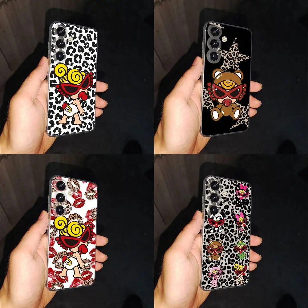 

Leopard Print H-Hysteric M-Mini Star Phone Case For Samsung S24,30,21,22,23,20 FE,lite,PIus,Ultra,5G,Note,9,10 Transparent Shell