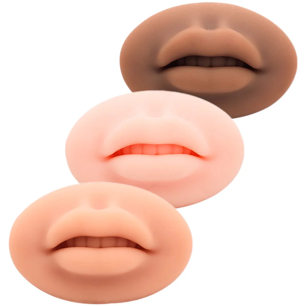 

3 Pcs Silicone Lip Mask Fake Tint Football Elastic Softer Skin Silica Gel Tattoos Tattooing Practice Makeup Accessories