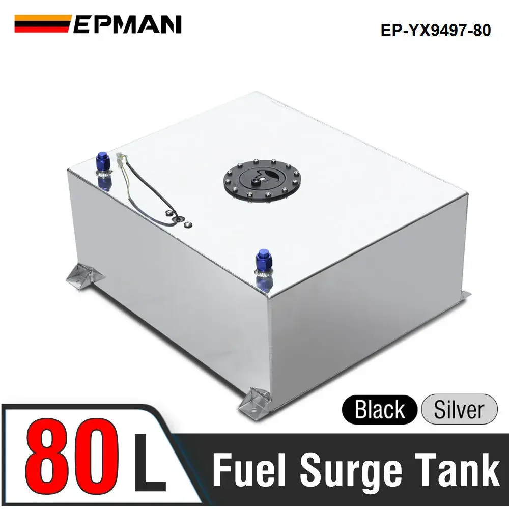 EPMAN Universal Aluminium 80L Fuel Tanks Gas Gasoline Fuel Cell Tank Fuel Surge Tank W Cap/Foam Inside / Sensor EP-YX9497-80