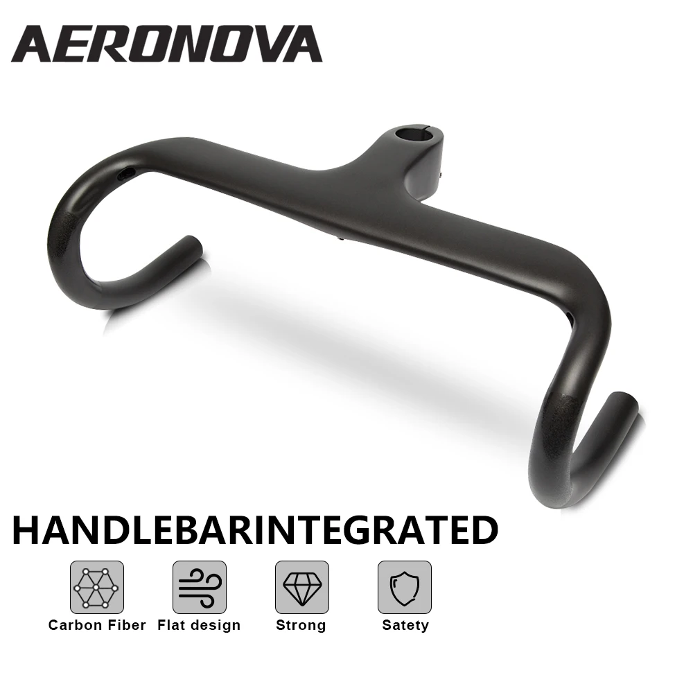 

AERONOVA-Integrated Carbon Road Bicycle Handlebar, Flat Design, Racing Bike Handlebars, Route Cycling Handle, Drop Bar, 28.6mm