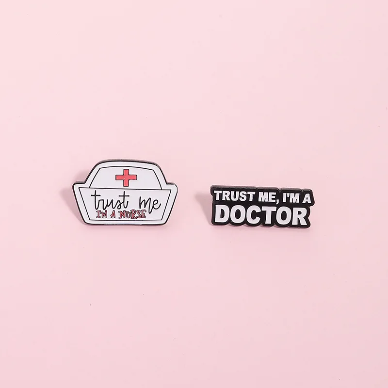 Trust Me I'm A Doctor Nurse Enamel Pin Set Funny Medical Slogan Brooch Lapel Badge Gift For Healthcare Workers