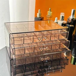 1pc, Jewelry Storage Box, Material: Transparent PS, Color: Transparent, Brown, Gray, Pink