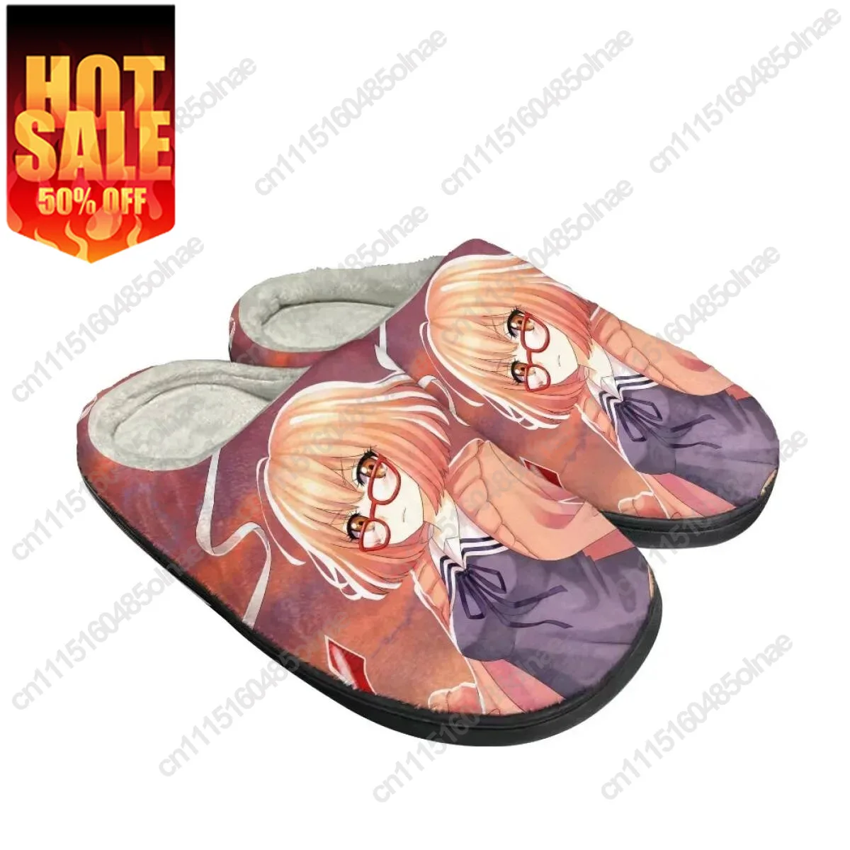 Kyoukai No Kanata Design Female Warm Cotton Slippers Print On Demand Casual Winter Home Shoes All-Match Comfortable Men Footwear