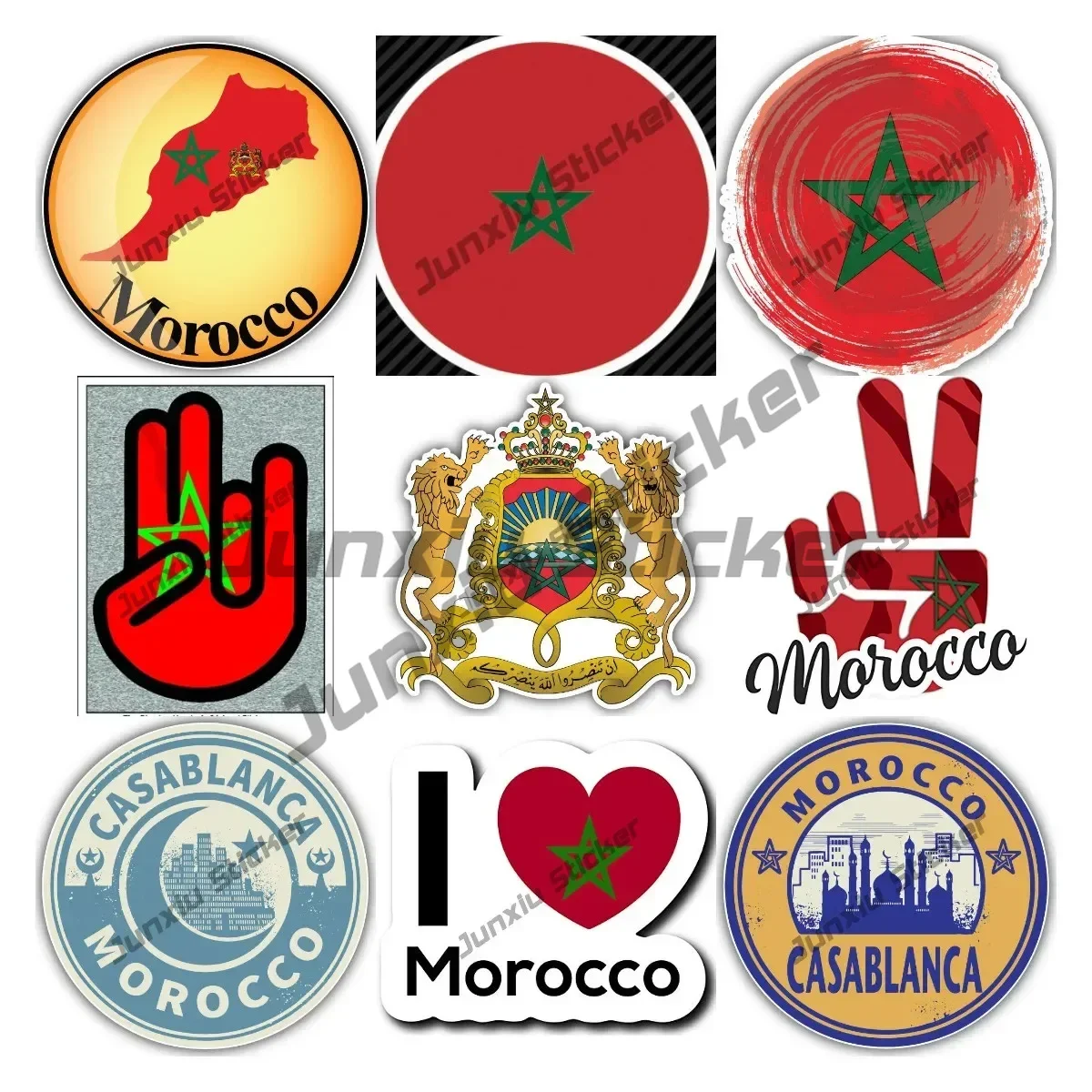 

Morocco Casablanca Round Seal Travel Sticker Coat of Arms of Moroccan Decoration Waterproof Decal Funny Decorative for Suv Trunk