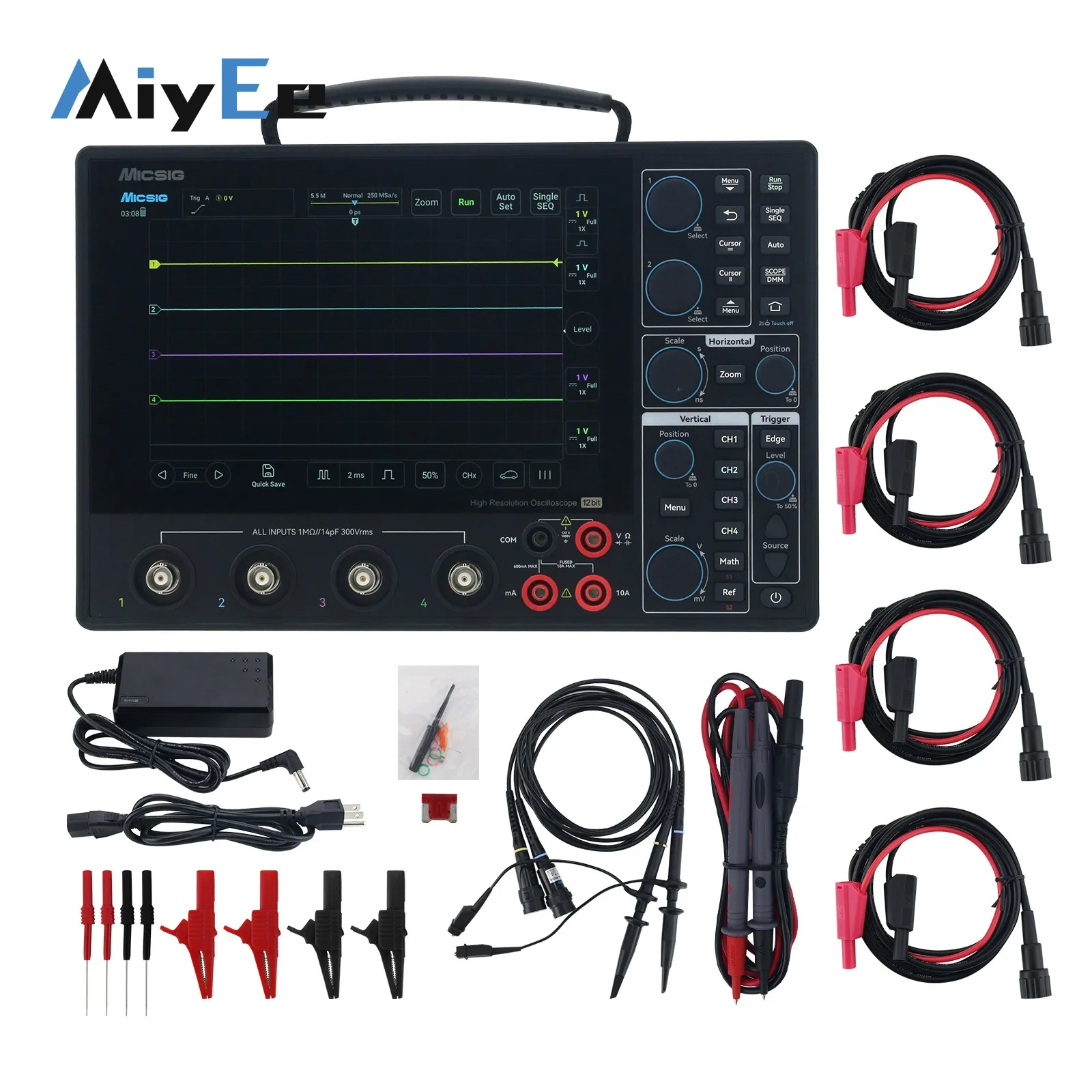 Micsig Professional 200MHz 12-Bit High Resolution Automotive Oscilloscope for Automotive Diagnostic Test