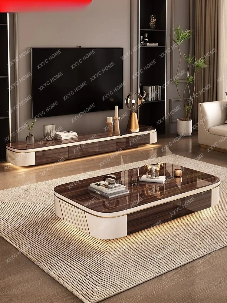 WSTV Cabinet and Tea Table Combination Household Floor Electric Cabinet Complete Living Room Long and Low Floor Cabinet
