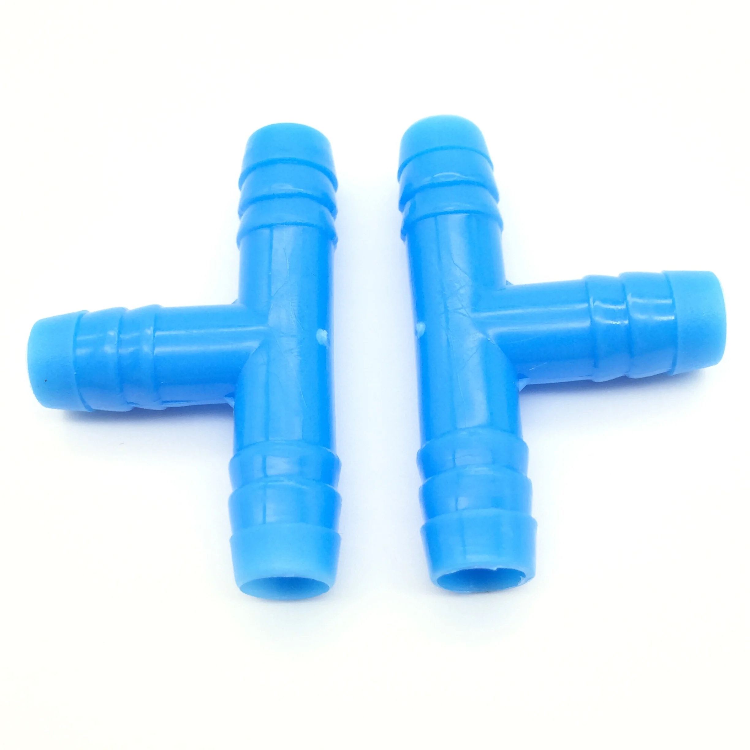 10/50/100 Pcs Poultry Waterer Tee Connector 8mm Blue Barbed Bird Cage Drinking Hose Connector Garden Irrigation Accessories