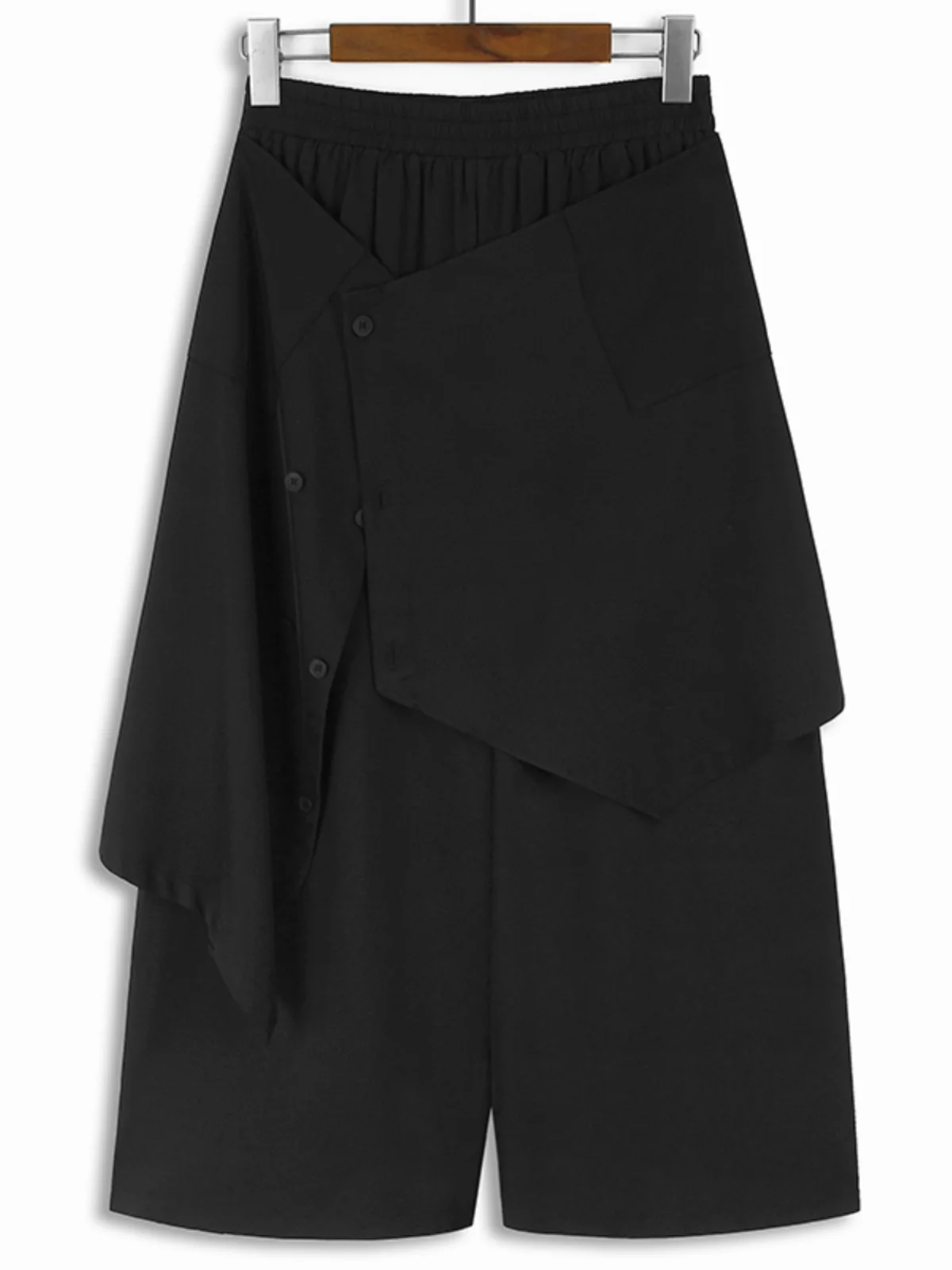 

SuperAen Buckle Double New Style Black Wide Leg Pants Women's 2024 Summer Fashion Design Loose Casual Pants