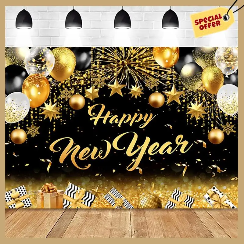 2024 신년 210X150cm 사진 배경 샴페인 골드 반짝이 파티 장식 배경 사진 천-WMAN