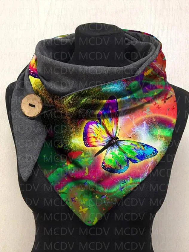 

MCDV Butterfly 3D Printed Warm Fleece Casual Scarf And Shawl for Women Warm and comfortable Scarf 03