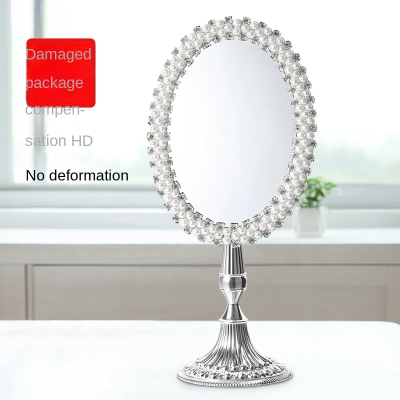 European Retro Baroque Dressing Mirror High-Definition Desktop Princess Mirror Cute and Creative Makeup Accessory