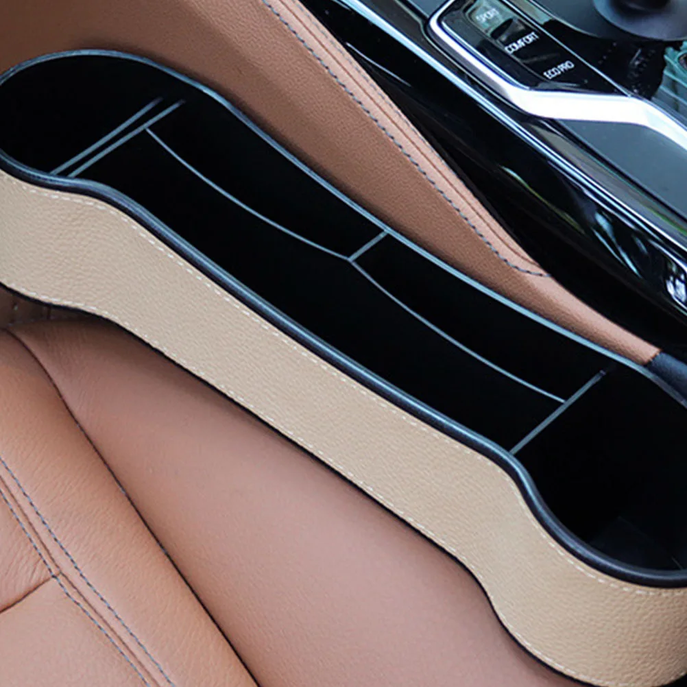 Beige Car Seat Case Practical Storage Box for Phone Drink Money Tidy Vehicle Interior Space Saver Car Storage Box