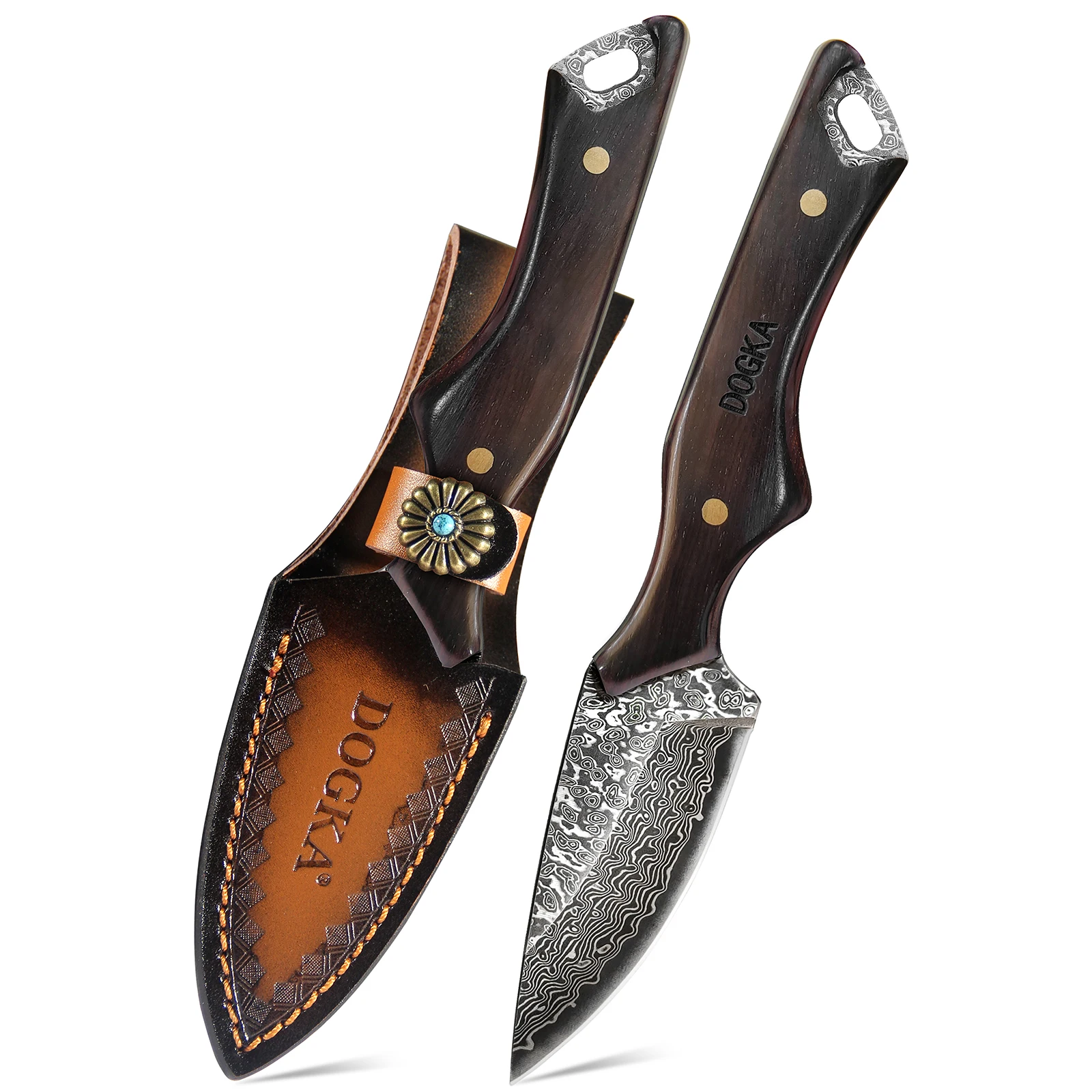 Pisau Dapur Baja Damaskus Gaga - Camping Cooking Knife With Sheath ulasan dan harga