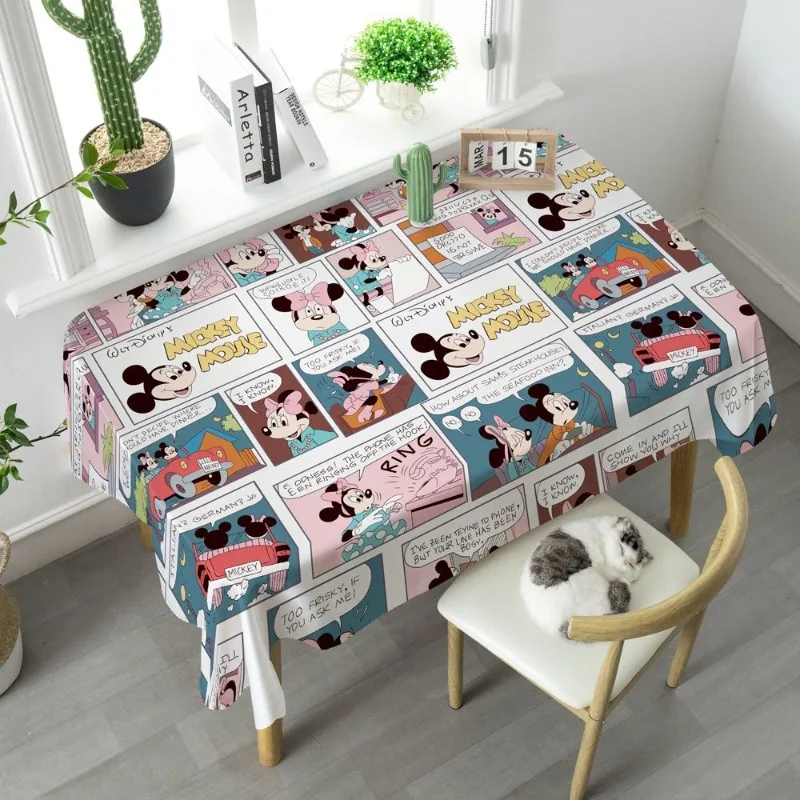 Cartoon Mickey Minnie Table Cloth Dust-proof Washable Living Room Coffee Table Cloth Mat Student Computer Table Cloth Wholesale