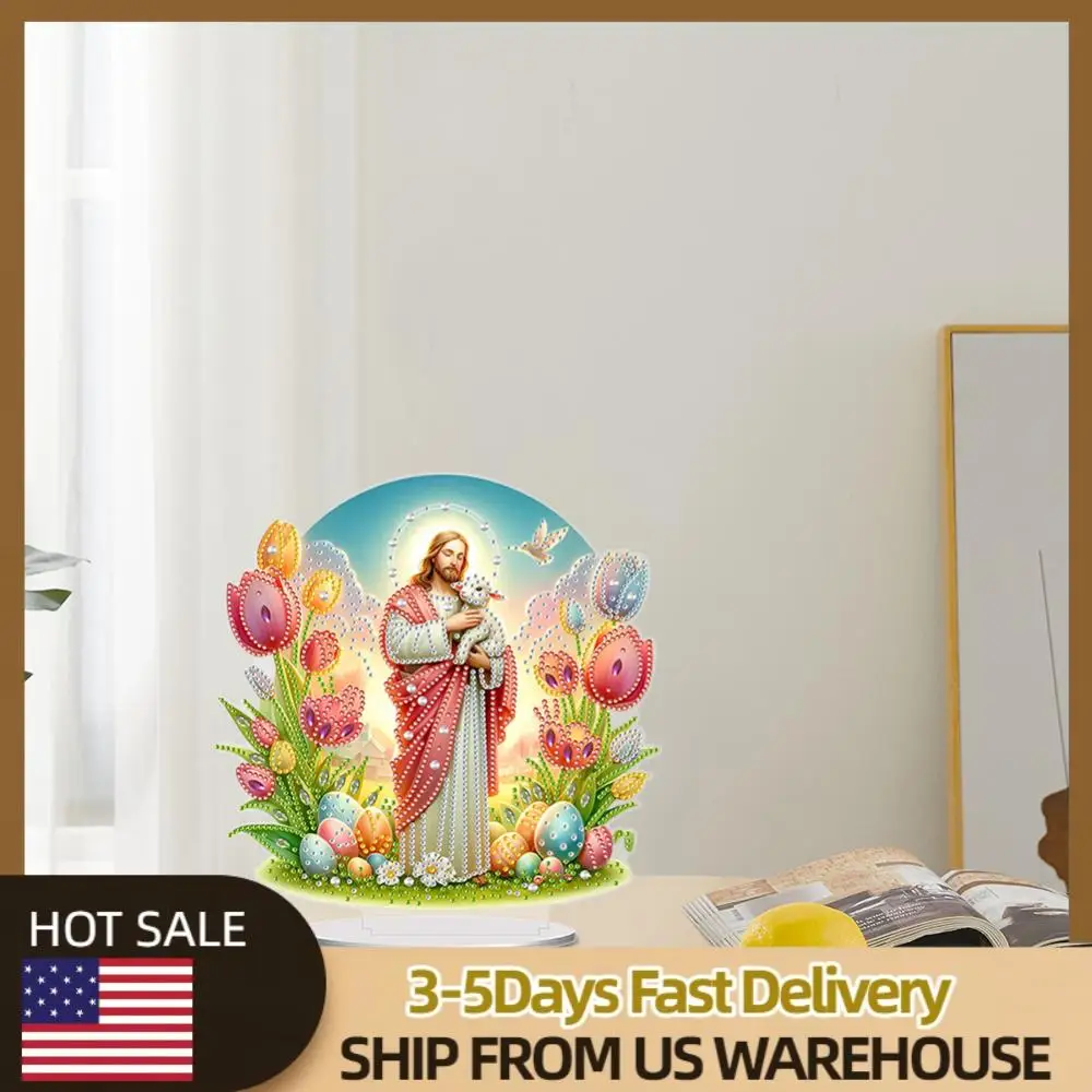 

Acrylic Special Shape Easter Eggs Desktop Diamond Art Kits Rhinestones Desktop Ornaments 5D DIY Diamond Art Tabletop Decorations