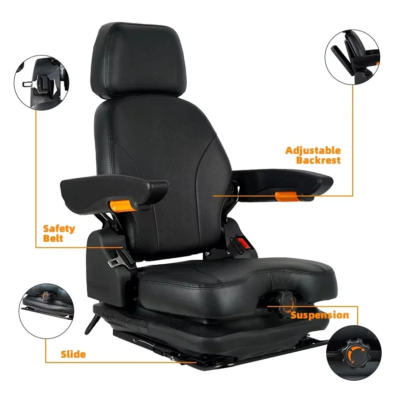 

Hot Sale with Headrest and Seat Heating KL01 Industrial Forklift Seat for Agricultural and Mining Machinery