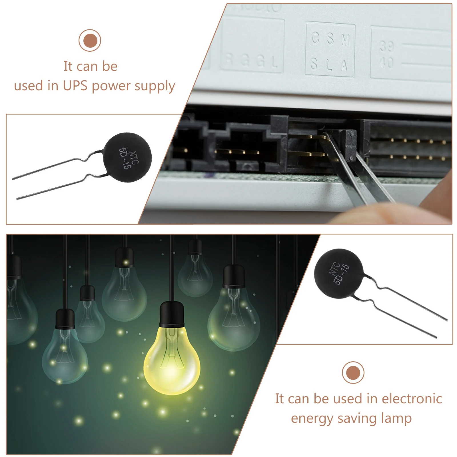 

20Pcs Ntc Thermistor Inrush Current Limiter Thermal Resistor for Circuit Protection High Energy Limiting Surge Damage