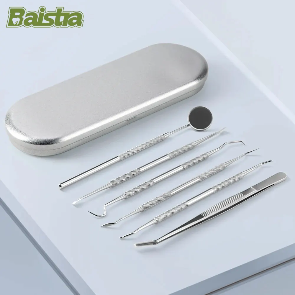 6Pcs Dental Cleaning Kit Mirror Sickle Tartar Scaler Teeth Pick Spatula Laboratory Equipment Dentistry Gift Oral Care Tools