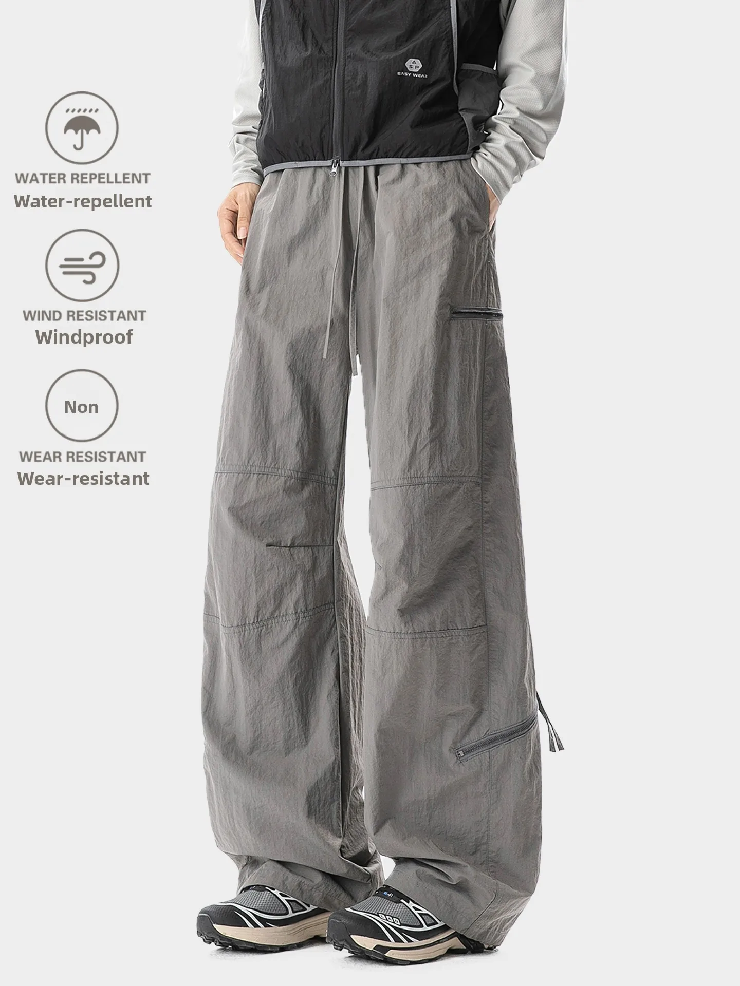 Quick Dry Outdoor Work Trousers Unisex Loose Fit Windproof Hiking Mountain Climbing Sports Pants Nylon Fabric Autumn Season