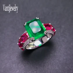 Luxury Created Emerald Ring 925 Sterling Silver Paraiba Zultanite Alexandrite Fine Jewelry for Women Girl Birthday Party Gift