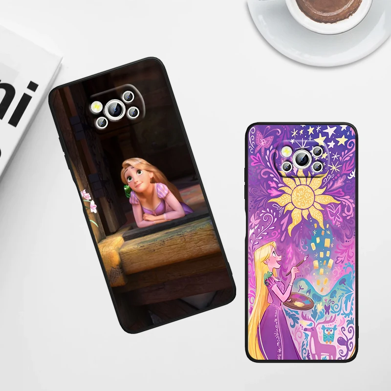 Tangled Rapunzel Pretty For Xiaomi Poco X6 X5 X4 X3 F4 F3 NFC M6 M5 M4 GT S Pro 4G 5G C65 Black Soft Phone Case