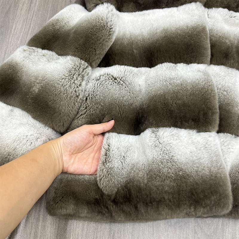 2025 천연 여성 렉스 토끼털 코트 여성용 럭셔리 친칠라 짧은 리얼 퍼 코트 고품질 겨울 의류 여성 재킷