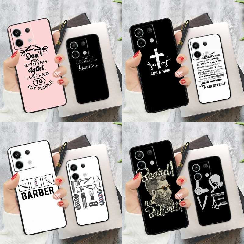 Barber Shop Hair Stylist Salon Case For Xiaomi Redmi Note 14 12 11 9 10 13 Pro 9S 10S 11S 12S Redmi 14C 10C 12C 13C Cover