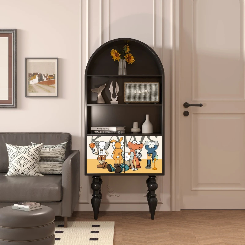 

Solid wood bookcase household living room entrance storage cabinet against the wall dining room integrated
