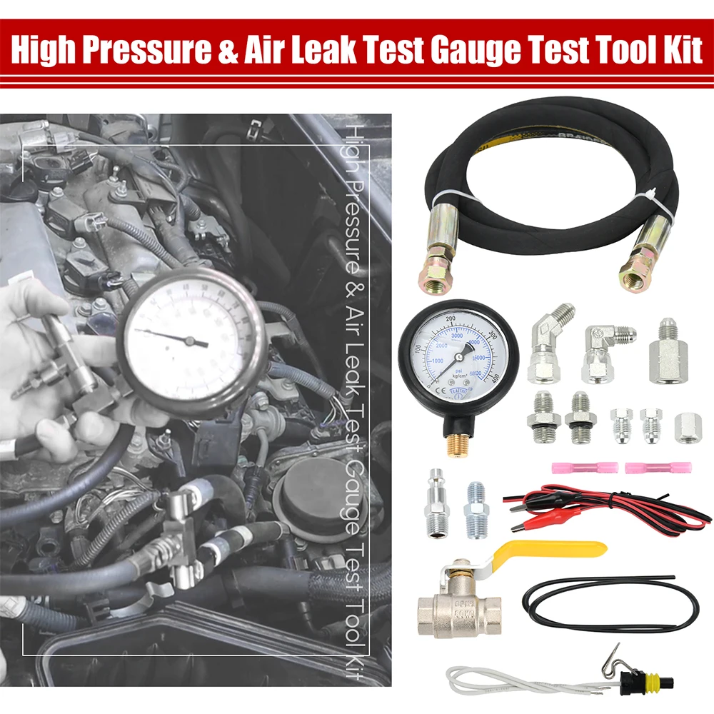 Car Hpop Test Tool High Pressure & Air Leak Test Gauge Tool Kit Fit for 1994-2007 Ford F250 F350 6.0L & 7.3L Powerstroke