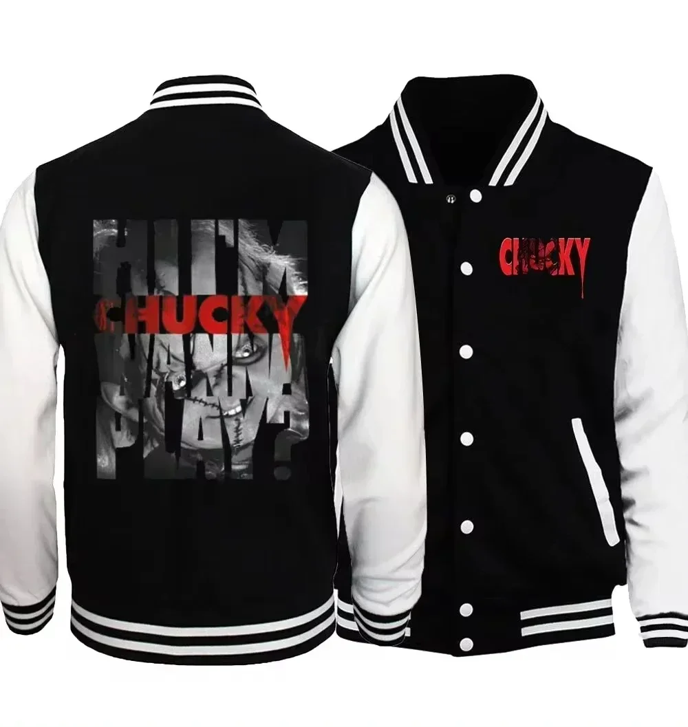 2025 Fashion Child's Play C-Chucky and T-Tiffanys Baseball Jacket Sweatshirt Hoodie Costume Men & Women Hoodie Casual Jacket