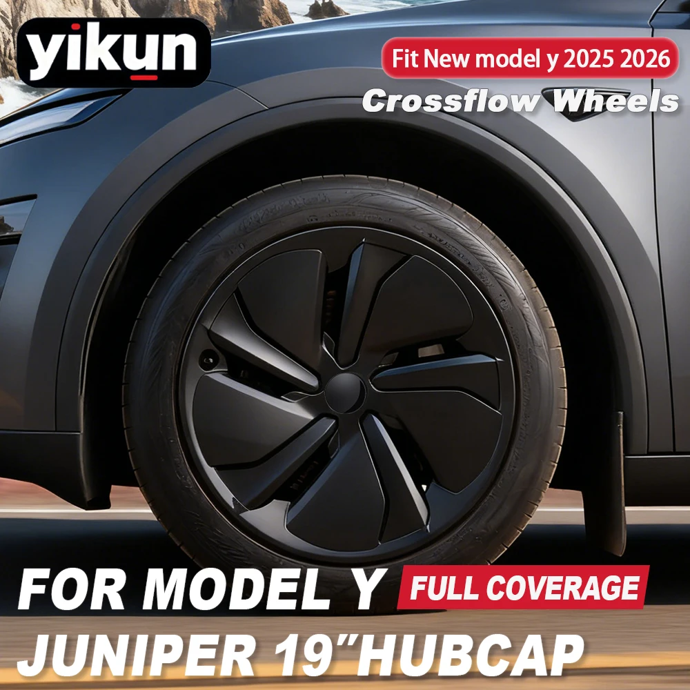 YIKUN 4PCS For Model Y Juniper 2025 2026 Wheel Cover 19 Inch Hubcap New Style Wheel Cover Rim Hubcaps Car Protection For Tesla
