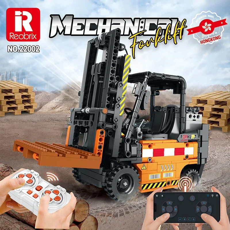 22002 Technical Car Forklift Model APP Remote Control City Engineering Series DIY Toys Building Blocks Gift For Boys Children