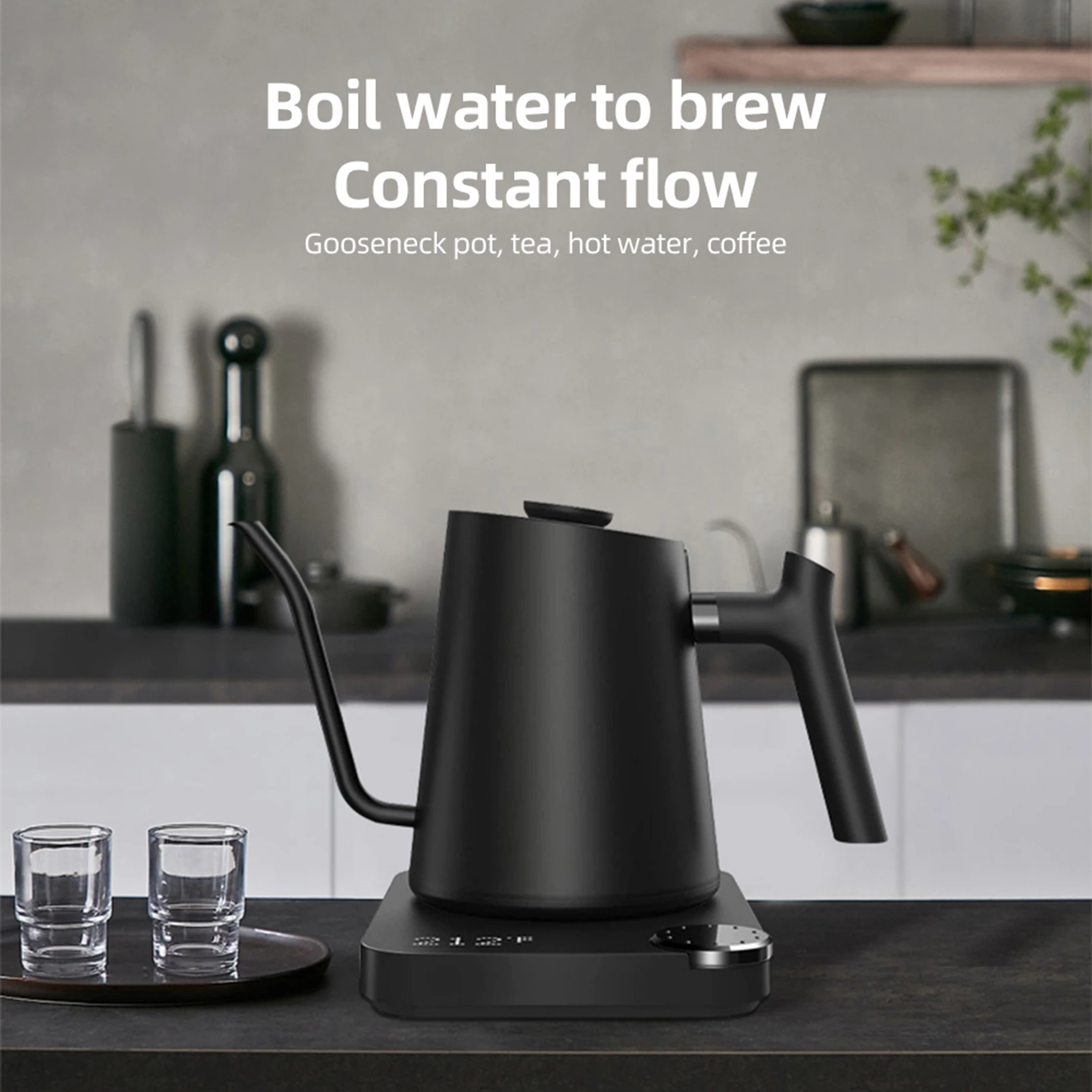 110V/220V Gooseneck Electric Kettle Stainless Steel Inner Quick Heating Temperature Control for Precision Brewing 0.9L Kettles