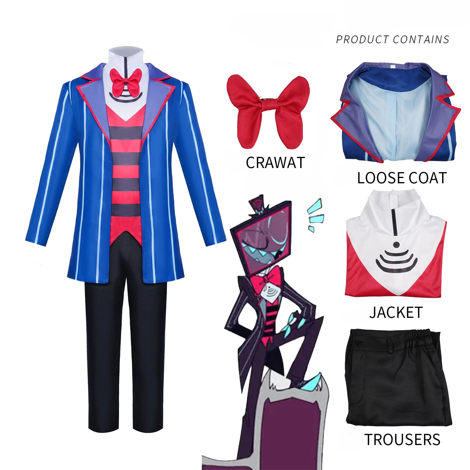 Costume de Cosplay de Tyx pour Homme et Femme, Uniforme de Hazbin d'Anime, Tenue de Carnaval d'Halloween Unisexe pour Adulte