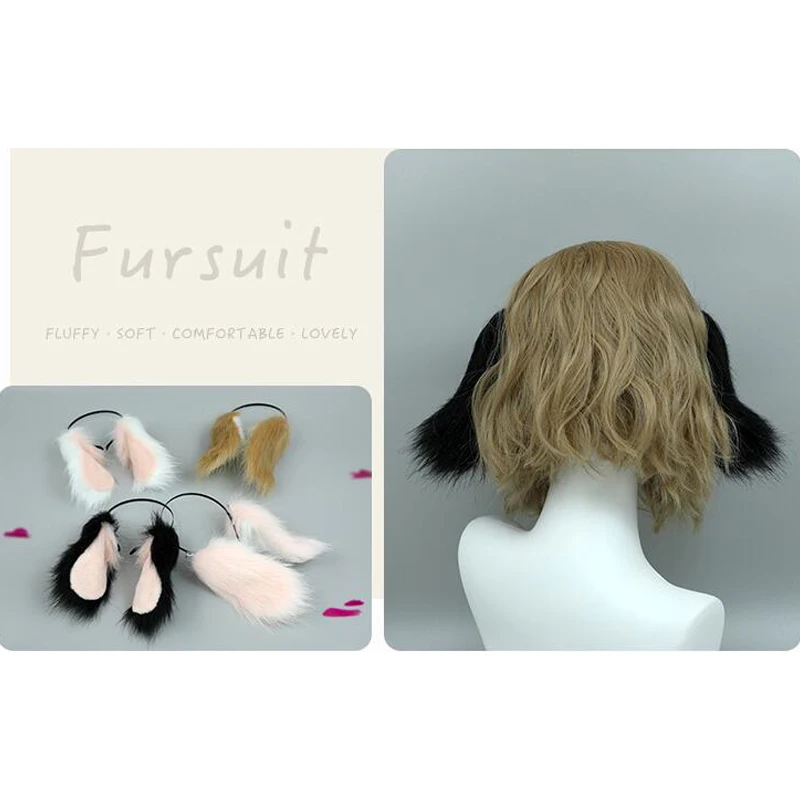 Kunst pelz Hund hängende Ohren Frauen Hase Tierohr pelzigen Stirnband Party Zubehör Cosplay Kopf bedeckung Kawaii Haarband Zubehör