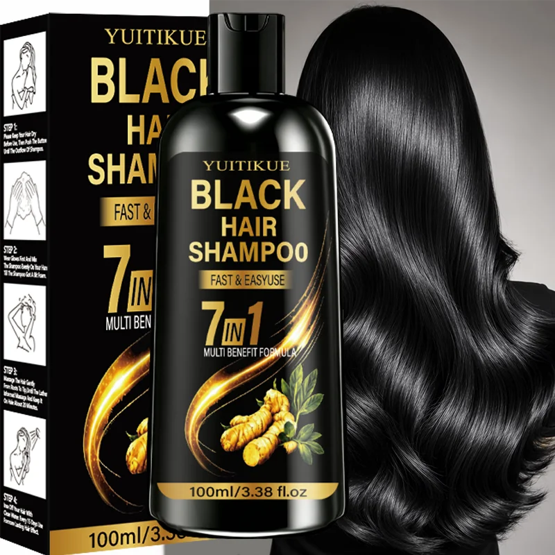 Natural Herbal Black Hair Color Shampoo Fast Grey Coverage Gentle Dye Long Lasting Color DIY Home Hair Coloring for Men Women