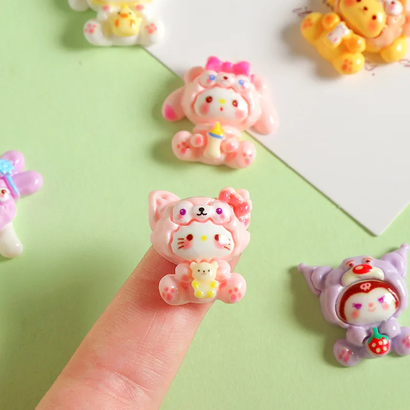 18/20PCS Cute Cartoon Animals Cream Gel DIY Handmade Phone Case Hair Clip Hole Shoes Key Chain Resin Small Accessories view 2
