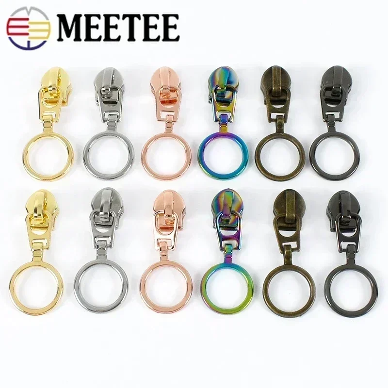 10/30Pcs Meetee 5# Nylon Zipper Slider Bag Purse Decor Zippers Puller O Ring Zip Head Repair Kits DIY Clothes Sewing Accessories