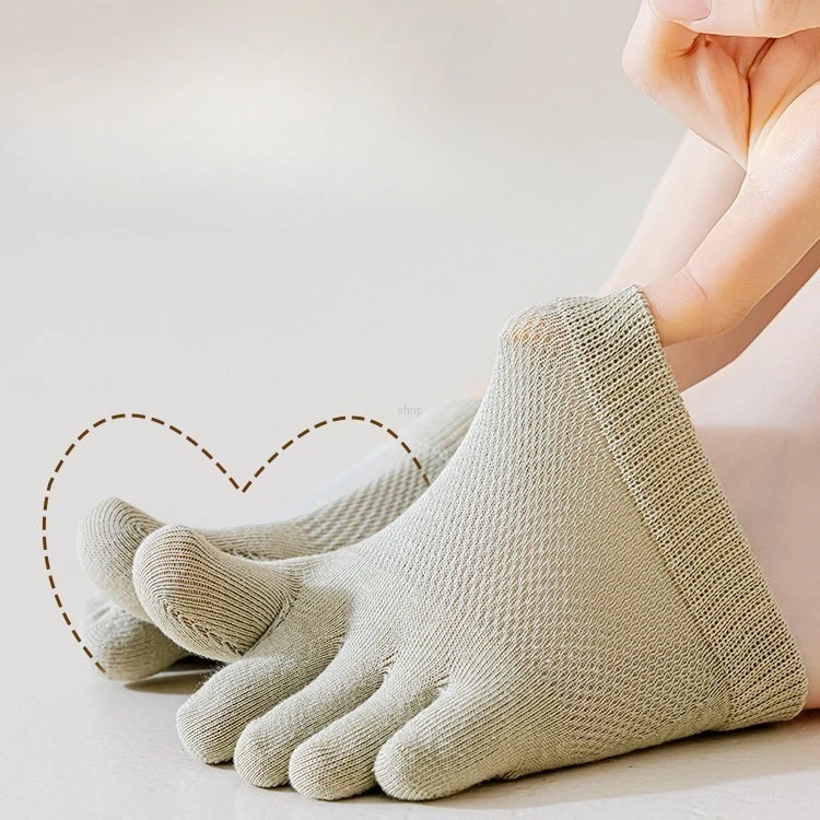 Summer Thin Half-palm Split-toe Five-finger Socks for Women Pure Cotton Anti-slip Half-finger Invisible Forefoot Half-drag Socks