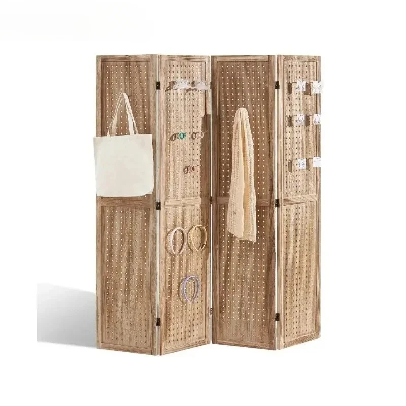 4/6/8 Panel 66.9 Inches Folding Portable Privacy Wood Carved Partition Divider Decoration Screen For Room Separation