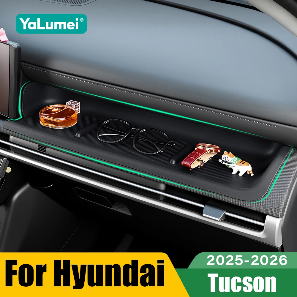 Car Passenger Side Dashboard Cover For Hyundai Tucson NX4 2025 2026 Co-pilot Storage Box Tray Non-slip Silicone Pad Accessories