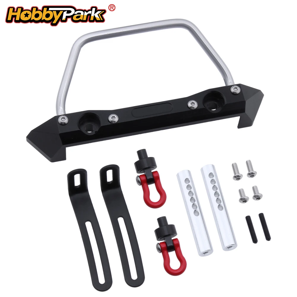 HobbyPark Front Bumper with D-Ring Tow Shackles Replacement Upgrade Hop-Up for RC4WD D90 1/10 RC Rock Crawler